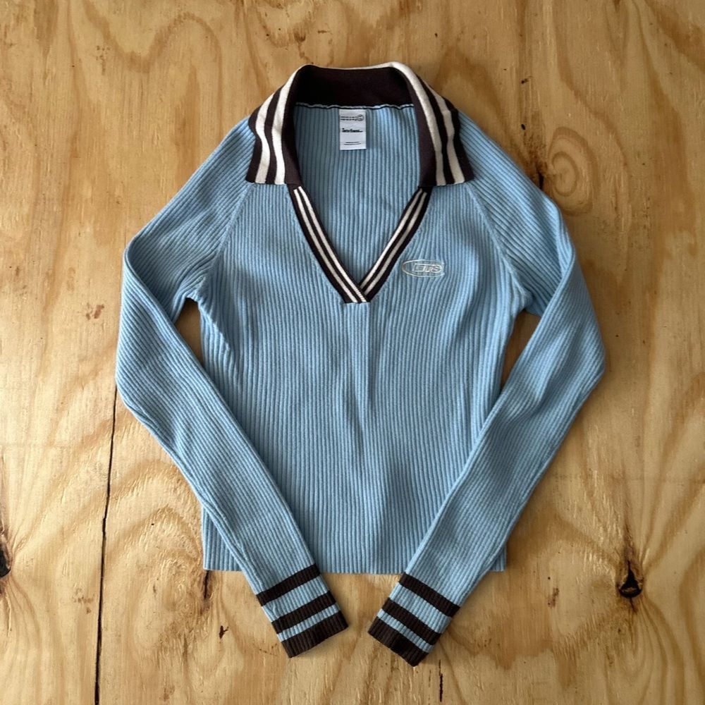 Iets Frans V-Neck Collared Ribbed Sweater XL